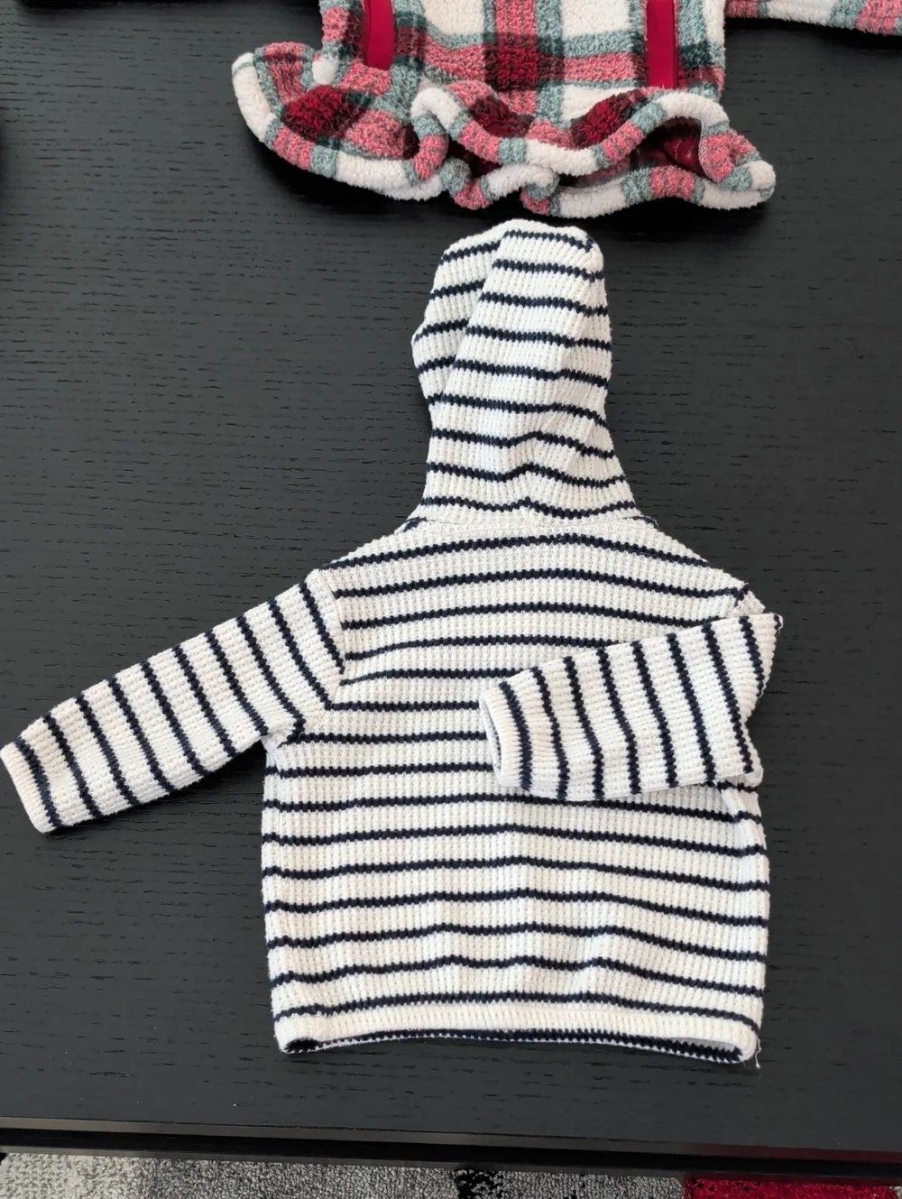 Lot 2 Girl 12 -18 Months Old Navy Hooded Knit Pull On Sweater Plaid Fleece Red
